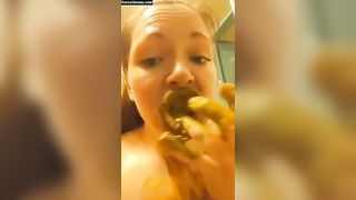 Sexy chick enjoying her tasty poop