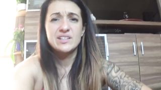 Shaved pussy babe pooping on carpet