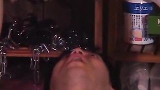 Japanese hairy mistress pissing and pooping in her slave's mouth