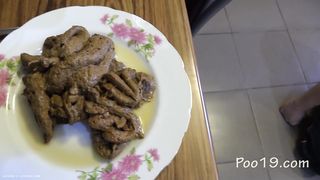 Fat slave is hungry for fresh poop meal
