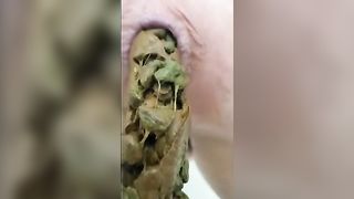Big ass green turd close up