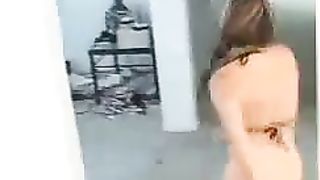 Kinky brunette poops on the Pizza box