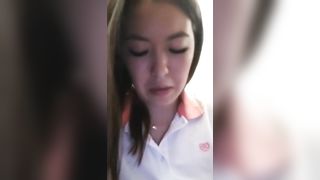 Asian Teen Drinks Her Own Piss at Work
