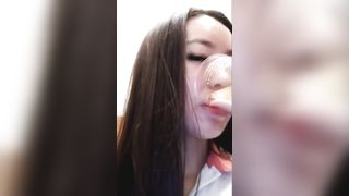 Asian Teen Drinks Her Own Piss at Work