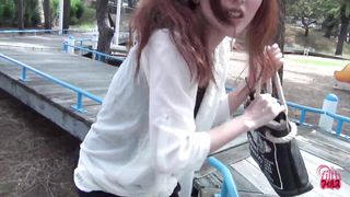 Cute Japanese nude babe pissing