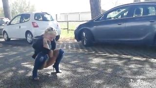 Beautiful and sexy blonde woman peed