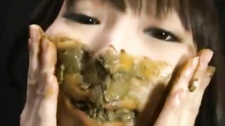 Asian slutty chicks puking and eating shit