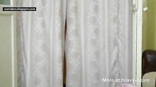 Kinky housekeeper teasing and pooping