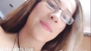 Nerdy sweet looking milf and hot poop