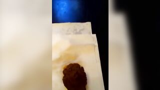 Mature blonde lady shits hard