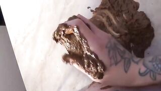 Sexy tattooed couple enjoying hard scat anal fuck