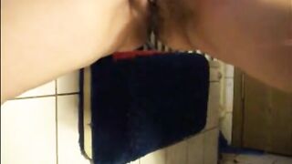 Big lady shitting in a jar