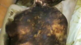 Scat girl smearing shit on her sexy body