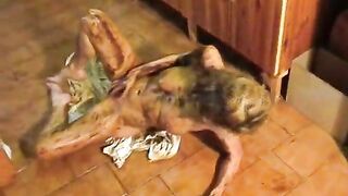 Scat girl masturbates with shit heavily
