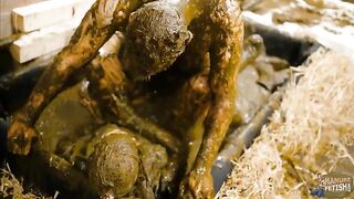 Pegging and fucking in cowshit