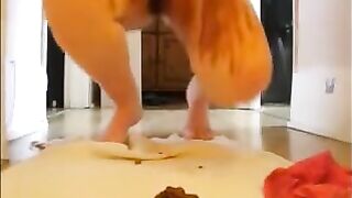 Girl shit and spread poo all over