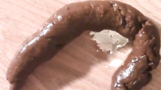 Hairy Mom Produces Long Hard Turd