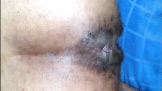 Hairy asshole ebony lady shits