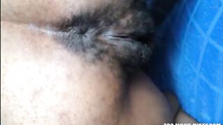 Hairy asshole ebony lady shits