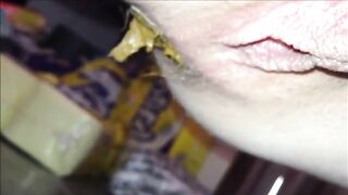 Hairy butthole woman shitting