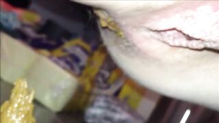 Hairy butthole woman shitting