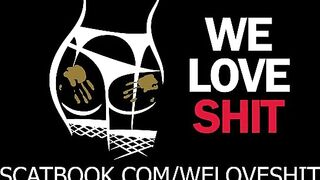 Cute skinny blonde girl smearing shit