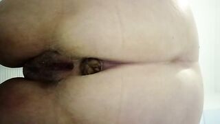 Cheeky mature slut poops