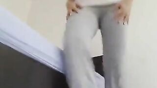 Massive dump in tight sweatpants