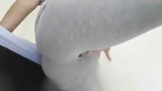 Massive dump in tight sweatpants