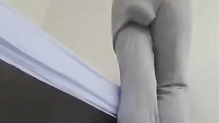 Massive dump in tight sweatpants