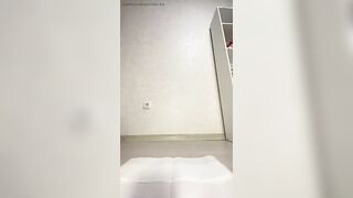 Beautiful shy brunette pooping