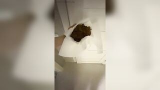 Beautiful shy brunette pooping