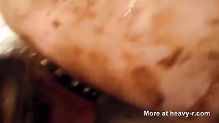 Shit covered babe enjoying hot scat fuck