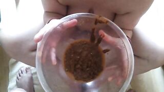 Mature wife is ready for eating chocolate shit