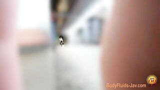 Gorgeous Japanese girl in knee high boots teasing and pooping