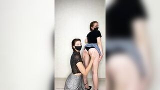 Two sizzling babes in scat play