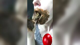 Shit loving babe eating and smearing