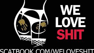 Gorgeous poop covered babe gives scat blowjob