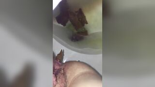 Kinky hairy milf piss and shit