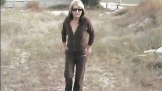 Two cheeky ladies poops in the field