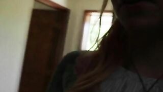 Stunning redhead girl spread legs for solo poop