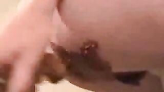 Vintage lady shitting and ass toying