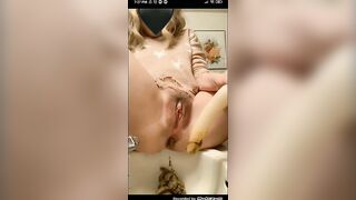 Babe pissing and pooping in toilet