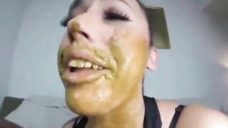 Kinky girl licking and eating shit from girlfriend's ass