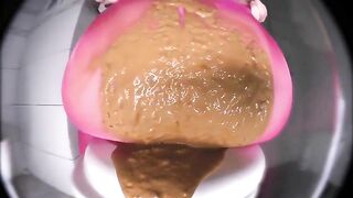 Nasty gal in pink pantyhose pooping heavily