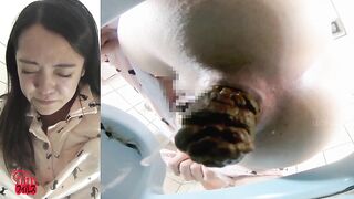 Lovely Japanese chick dropping behemoth turd
