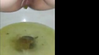 Creampied woman shitting diarrhea