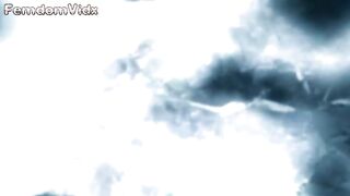 Slutty brunette pooping for her masked slave