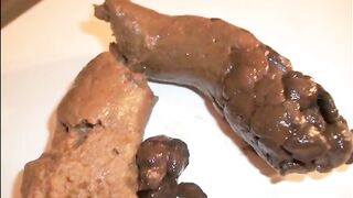 Girl shitting a big turd