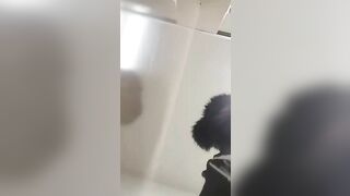 Mature sexy lady in mask shitting